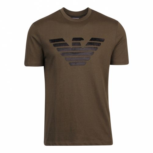 Mens Olive Textured Eagle S/s T Shirt 45669 by Emporio Armani from Hurleys