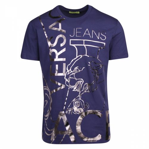 Mens Blue Large Foil Slim Fit S/s T Shirt 41795 by Versace Jeans from Hurleys