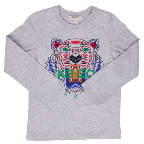 Boys Marled Grey Tiger 40 Bis L/s T Shirt 11761 by Kenzo from Hurleys
