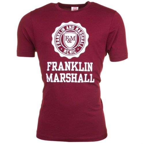 Mens Bordeaux Big Logo S/s Tee Shirt 66190 by Franklin + Marshall from Hurleys