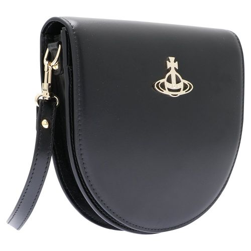 Womens Black/Gold Sarah Smooth Leather Crossbody Bag 106728 by Vivienne Westwood from Hurleys