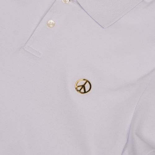 Mens Optical White Metal Peace Slim Fit S/s Polo Shirt 43158 by Love Moschino from Hurleys