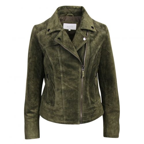 Womens Forest Night Vicrisa Suede Biker Jacket 77157 by Vila from Hurleys