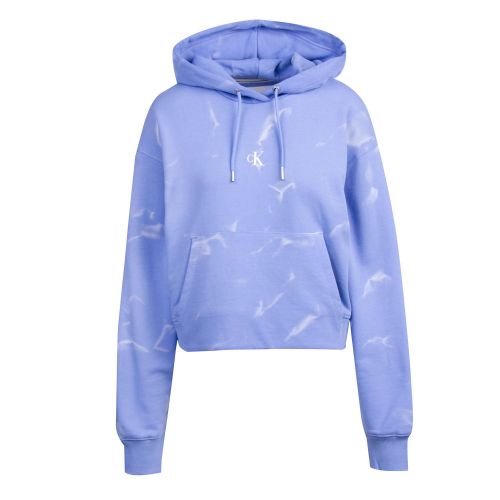 Womens Powdery Blue Lava Dye Cropped Hoodie 74578 by Calvin Klein from Hurleys