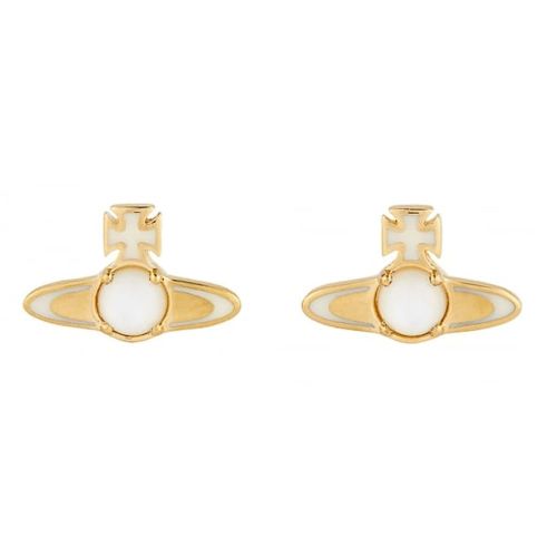 Womens White Mother Of Pearl & Gold Betsy Earrings 16309 by Vivienne Westwood from Hurleys