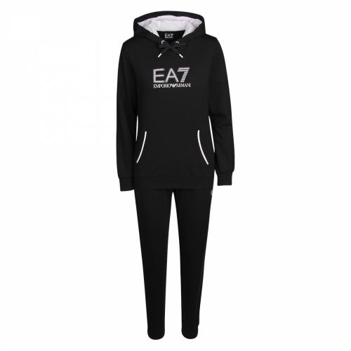 Womens Black Train Stud Logo Hooded Tracksuit 38129 by EA7 from Hurleys