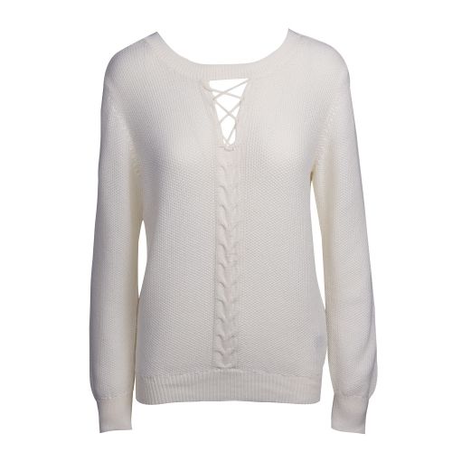 Womens White Vikira Lace Up Knitted Top 35810 by Vila from Hurleys