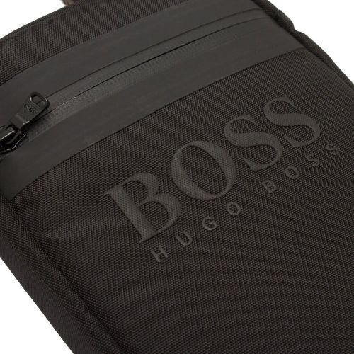 Boys Black Branded Canvas Crossbody Bag 91831 by BOSS from Hurleys