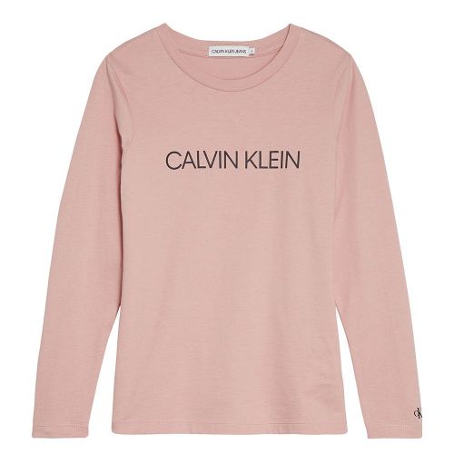 Girls Soothing Pink Branded L/s T Shirt 77285 by Calvin Klein from Hurleys