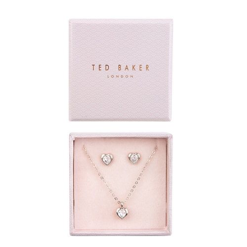 Womens Silver/Crystal Hadeya Heart Necklace & Earrings Gift Set 82713 by Ted Baker from Hurleys