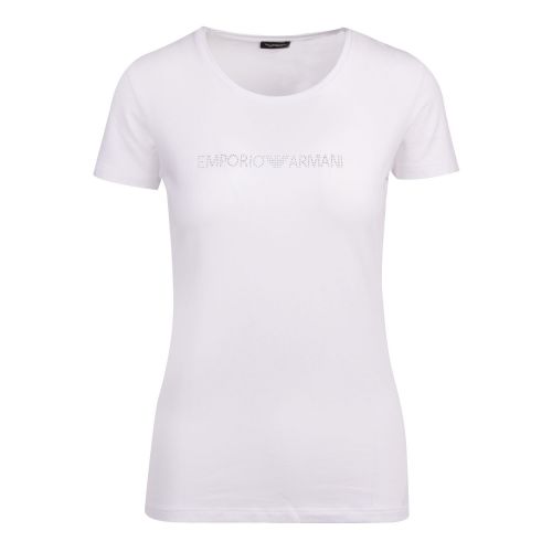 Womens White Diamante S/s T Shirt 78938 by Emporio Armani Bodywear from Hurleys