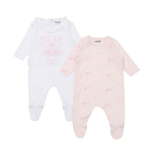 Baby Pale Pink 2 Tiger & Logo Babygrow Gift Set 92576 by Kenzo from Hurleys