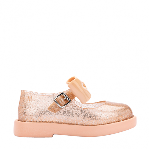 Girls Blush Glitter Mini Lola Bow Shoes (4-9) 100357 by Mini Melissa from Hurleys