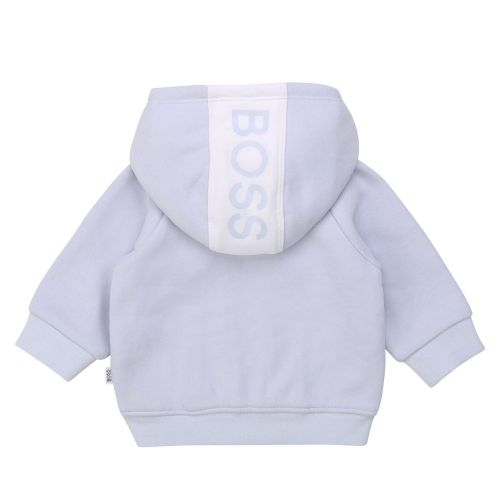 Baby Pale Blue Branded Hooded Zip Through Sweat Top 75232 by BOSS from Hurleys
