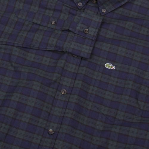 Mens Green & Blue Tonal Check L/s Shirt 30987 by Lacoste from Hurleys