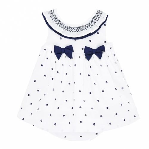 Baby Nautical White Woven Collar Bow Dress 58140 by Mayoral from Hurleys
