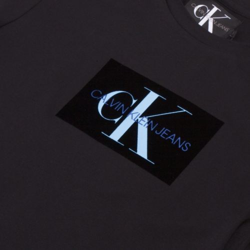 Womens CK Black Flocked Monogram Slim Fit S/s T Shirt 34665 by Calvin Klein from Hurleys