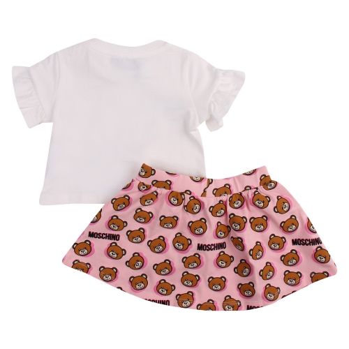 Baby White/Rose Toy Shadow T Shirt & Skirt Set 58492 by Moschino from Hurleys