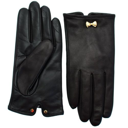 Womens Black Avia Bow Leather Gloves 63283 by Ted Baker from Hurleys