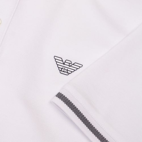 Mens White Branded Tipped S/s Polo Shirt 37016 by Emporio Armani from Hurleys