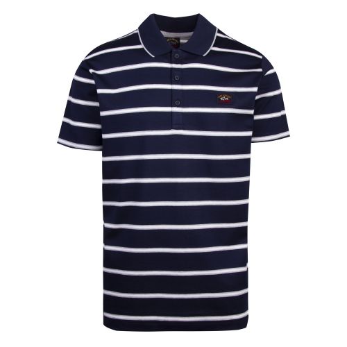 Mens Navy/White Small Stripe Custom Fit S/s Polo Shirt 54043 by Paul And Shark from Hurleys