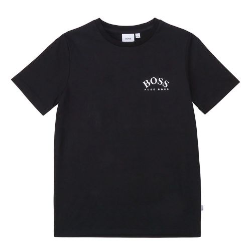 Boys Black Small Curved Logo S/s T Shirt 79104 by BOSS from Hurleys