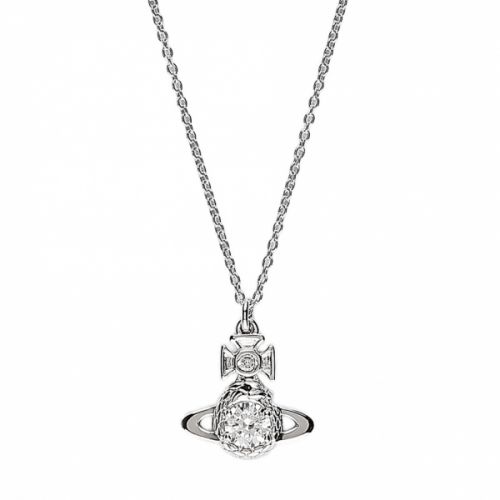 Womens Silver Crystal Ouroboros Small Pendant Necklace 54489 by Vivienne Westwood from Hurleys