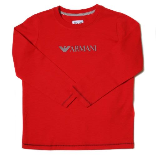 Boys Red Logo L/s Tee Shirt 73172 by Armani Junior from Hurleys