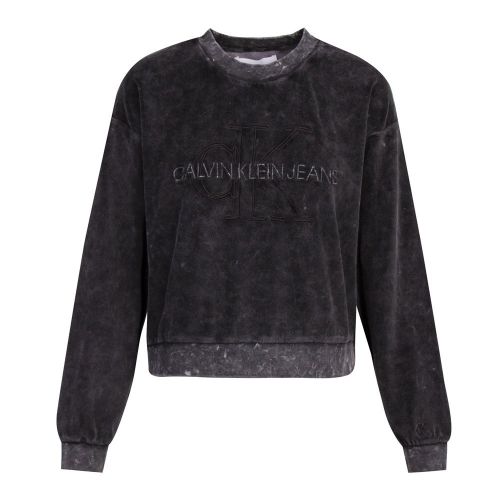 Womens Black Washed Velvet Sweat Top 91147 by Calvin Klein from Hurleys