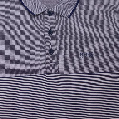 Athleisure Mens Dark Blue Paddy 6 Stripe Regular Fit S/s Polo Shirt 55026 by BOSS from Hurleys