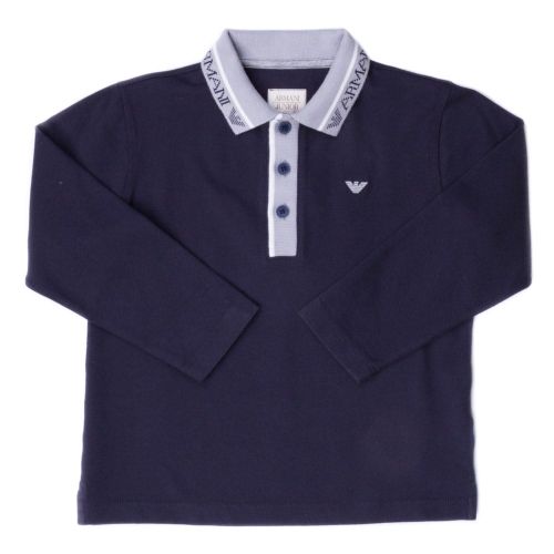 Baby Navy Logo Collar L/s Polo Shirt 62463 by Armani Junior from Hurleys