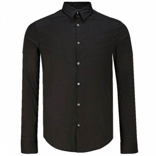 Mens Black Cotton Poplin L/s Shirt 29156 by Emporio Armani from Hurleys