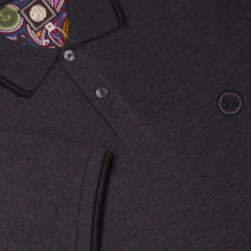 Mens Dark Grey Marl Tipped Pique S/s Polo Shirt 26246 by Pretty Green from Hurleys