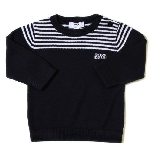 Baby Navy Stripe Detail Jumper 18926 by BOSS from Hurleys
