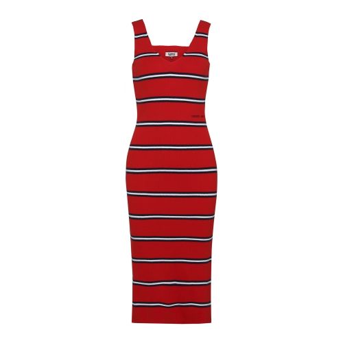 Womens Flame Scarlet Knitted Stripe Midi Dress 43626 by Tommy Jeans from Hurleys