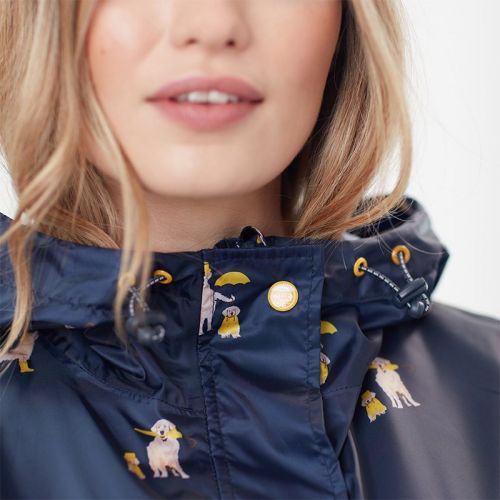 Womens Navy Dogs Golightly Packable Waterproof Coat 99284 by Joules from Hurleys