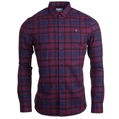 Mens Red Waithe Slim Fit L/s Shirt 15013 by Farah from Hurleys