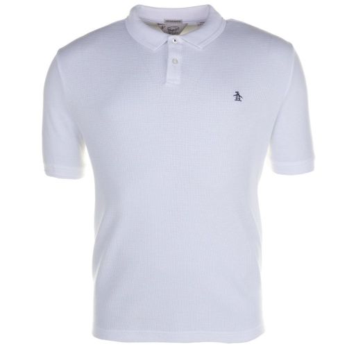 Mens Bright White Winston Waffle Front S/s Polo Shirt 61675 by Original Penguin from Hurleys