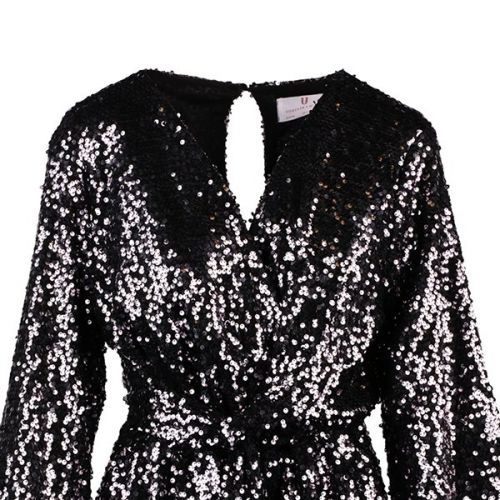 Womens Black Sequin Wrap Playsuit 118148 by Forever Unique from Hurleys