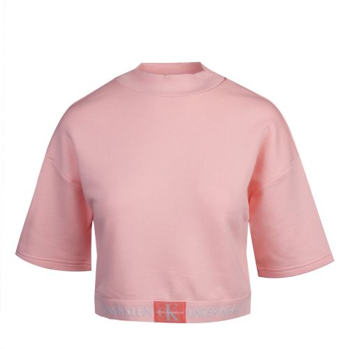Womens Peach Glow High Neck Short Sweat Top 39060 by Calvin Klein from Hurleys