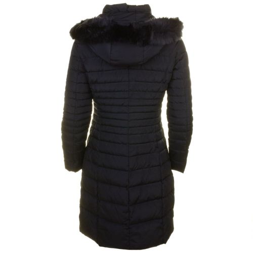 Womens Blue Fur Hooded Long Jacket 59014 by Armani Jeans from Hurleys
