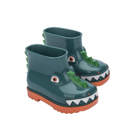 Kids Green Dino Mini Fabula Rain Boots (4-9) 110887 by Mini Melissa from Hurleys