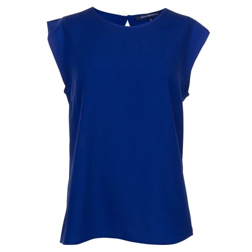 Womens Blue Depths Classic Crepe Cap Sleeve Tee Shirt 70743 by French Connection from Hurleys
