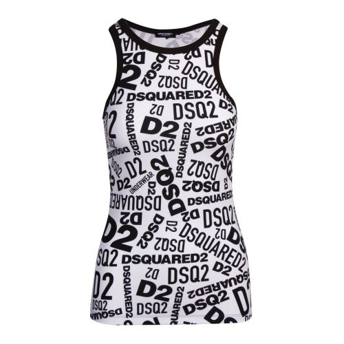 Womens Black/White Printed Logo Tank Top 79472 by Dsquared2 from Hurleys