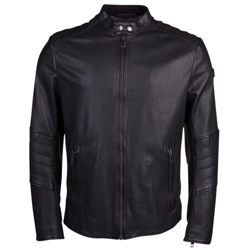 Mens Black Jeeper Leather Jacket 12966 by BOSS from Hurleys