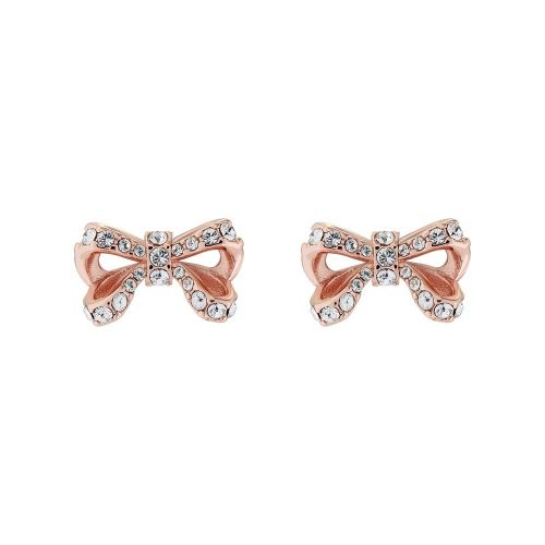 Womens Rose Gold/Crystal Callayy Petite Bow Studs 93486 by Ted Baker from Hurleys