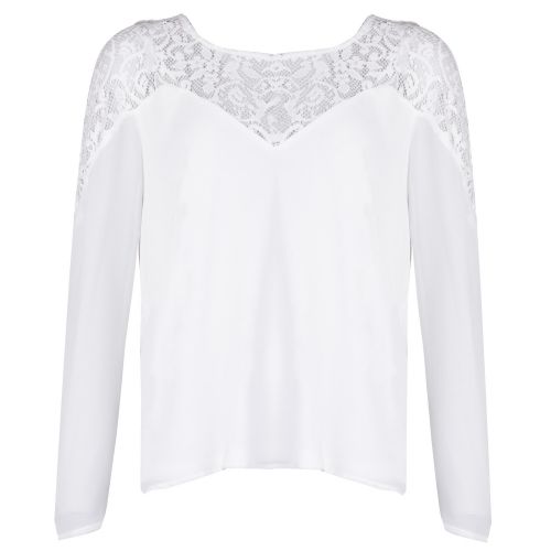 Womens Snow White Vibekida Lace Detail Blouse 33747 by Vila from Hurleys