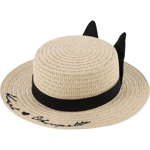 Girls Brown Bow Straw Hat 19600 by Karl Lagerfeld Kids from Hurleys