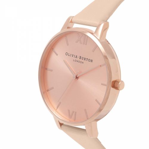 Womens Nude Peach & Rose Gold Sunray Dial Watch 33899 by Olivia Burton from Hurleys