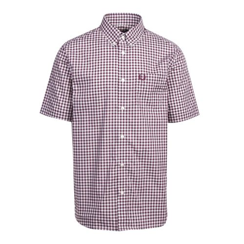 Mens Mahogany Gingham S/s Shirt 76964 by Fred Perry from Hurleys